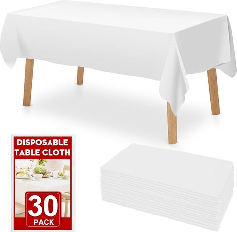 RowinsyDD 30 Pack Blue Plastic Table Cloths Disposable, 54 x 108 Inches Plastic Table Cover for Rectangle Tables, Disposable Tablecloth for Dinning, Parties, BBQ, Wedding, Outdoor in Saudi Arabia
