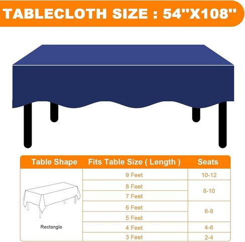 RowinsyDD 30 Pack Blue Plastic Table Cloths Disposable, 54 x 108 Inches Plastic Table Cover for Rectangle Tables, Disposable Tablecloth for Dinning, Parties, BBQ, Wedding, Outdoor in Saudi Arabia