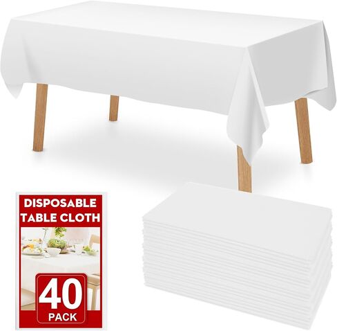 RowinsyDD 30 Pack Blue Plastic Table Cloths Disposable, 54 x 108 Inches Plastic Table Cover for Rectangle Tables, Disposable Tablecloth for Dinning, Parties, BBQ, Wedding, Outdoor in Saudi Arabia