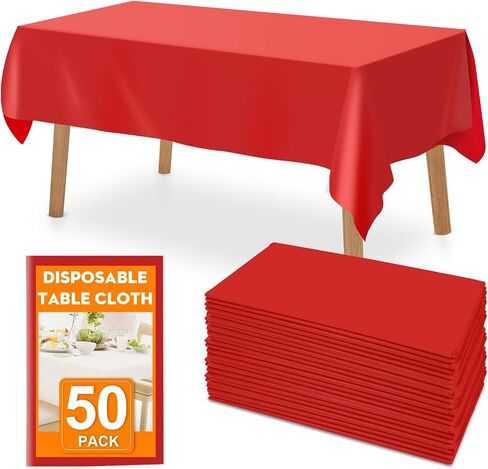 RowinsyDD 30 Pack Blue Plastic Table Cloths Disposable, 54 x 108 Inches Plastic Table Cover for Rectangle Tables, Disposable Tablecloth for Dinning, Parties, BBQ, Wedding, Outdoor in Saudi Arabia