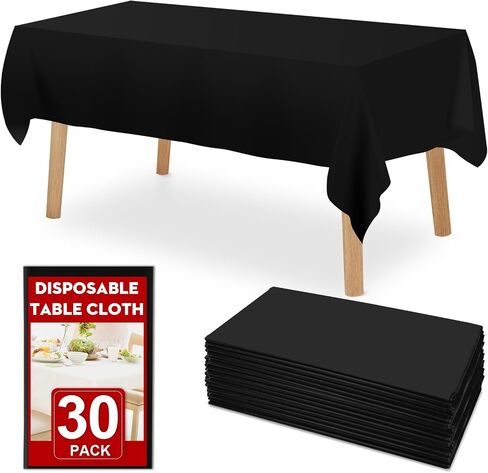 RowinsyDD 30 Pack Blue Plastic Table Cloths Disposable, 54 x 108 Inches Plastic Table Cover for Rectangle Tables, Disposable Tablecloth for Dinning, Parties, BBQ, Wedding, Outdoor in Saudi Arabia