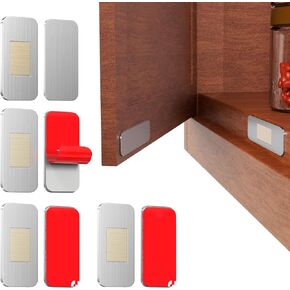 No Drill Magnetic Cabinet Door Catch with Adhesive Made of 3M – Stainless Steel, Strong Hold Child Safety Lock for Kitchen Cabinets, Bathroom, RV – No Screws Needed 1.57" x 0.79" 4 Pack in Saudi Arabia