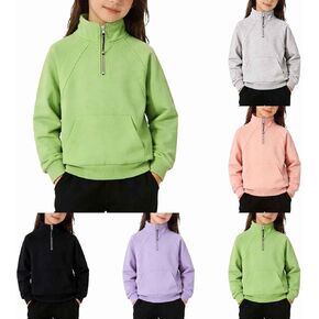 Kids Quarter Zip Pullover Mock Neck Long Sleeve Sweatshirts Oversized Casual Fall Winter Solid Color Athletic Tops in Saudi Arabia