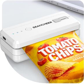 SEANCHEER Rechargeable Mini Bag Sealer, 3 Adjustable Levels Heat Sealer with Cutter & Magnet, Portable Bag Resealer for Chip, Plastic & Mylar Bags - Gift for Women Mom Wife Men Dad Husband Friends. in Kuwait