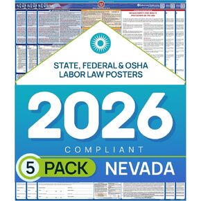 Nevada 2026 Labor Law Poster – State & Federal Compliance – OSHA, EEOC, FMLA, Minimum Wage – Durable, Laminated & Waterproof Workplace Employment Poster – Made in USA – 26" x 39.5", 2-Pack in Kuwait