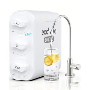 Ecoviva UF800G 0.01μm Ultra-Filtration Under Sink Water Filter Meet NSF 42 / 372 Standards Tankless Ultra Compact Design, No Electricity & Wastewater, Preserve Beneficial Minerals No TDS Reduction in Kuwait