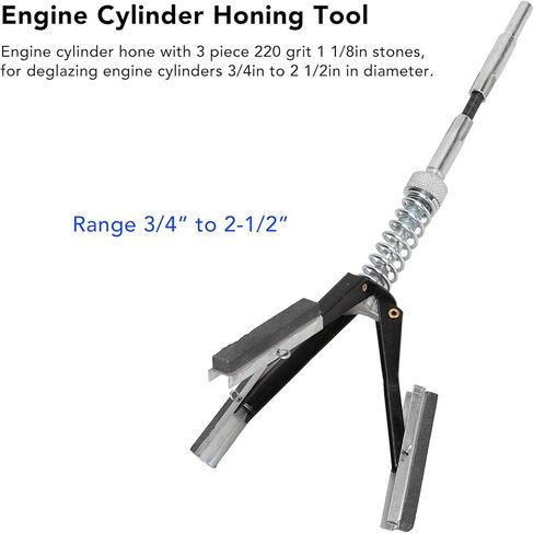 Engine Cylinder Hone Tool, 1-1/4 inch to 3-1/2 inch Cylinder Deglazer, 220 Grit Metal Adjustable Honing Tool for Automotive Repair in Kuwait