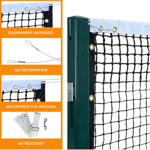 Professional Tennis Net 42 FT x 3.5 FT Double-Layer Non-Deforming Standard Replacement Tennis Net with 1.57 in Mesh Compatible with All Standard Outdoor Indoor Tennis Posts in Kuwait