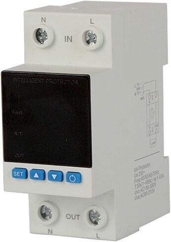63A Din Rail Adjustable Digital Over Voltage Under Relay Current Protection kWh 220V Energy Meter leisurely in Kuwait