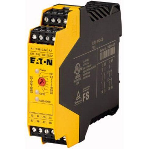 Eaton ESR5-NV3-30 Safety Relay, Dual Channel Main Unit, 2 NO Safety Output, 2 NO Delayed Safety Output, 0.1-30s Output Delay, NC Signal Output, 24 VDC Control Voltage in Kuwait