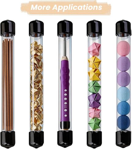 6 Pcs Clear Rigid Plastic Tubing with Caps, 12 Inch Length Incense Storage Tube, ID 0.9 Inch Clear Storage Tube, Storage Holder for Incense Sticks Beads Knitting Needles in Kuwait