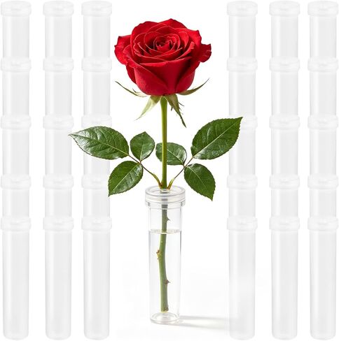 STEFORD 30 Pack Flower Water Tubes with Caps, 2.8 Inch Leak-Proof Plastic Clear Reusable Floral Water Tube for Fresh Flowers Single Stem Rose Arrangement Bouquet Accessories in Kuwait