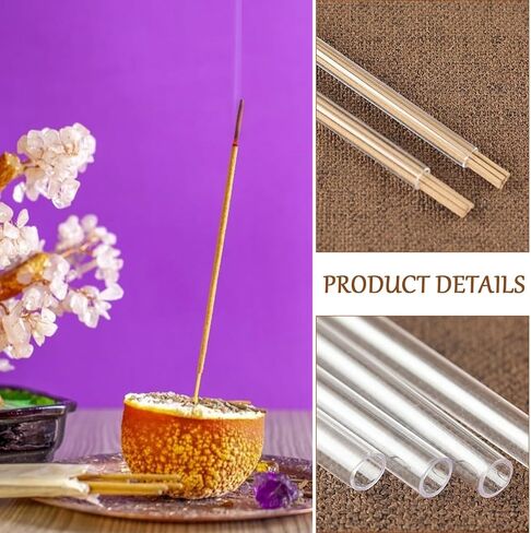 DECHOUS 6Pcs Incense Storage Tube Sticks - Clear Plastic Tubes Black Lid Storage Holder for 8-9 inch Incense Sticks, for Preserves Aroma Meditation Yoga Relaxation in Kuwait