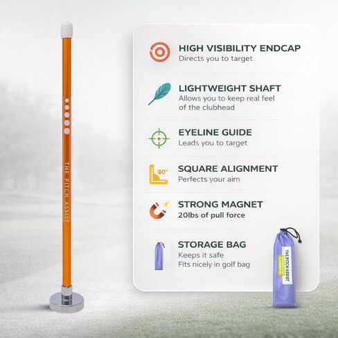 THE Pitch Assist Golf Magnetic Alignment Rods Club Face Magnet | Golf Training Aid Alignment Stick for Precise Aim and Swing Path Feedback in Kuwait
