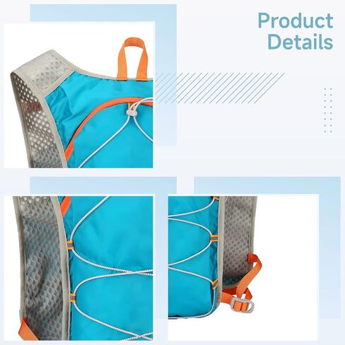 LUMINFLY Trail Running Backpack , 0.3 lbs / 0.14 kg Low-Weight Running Hydration Vest , Adjustable Straps , Multiple Pockets , 15 x 8.3 x 1.6 in Hiking Pack , Blue in Kuwait
