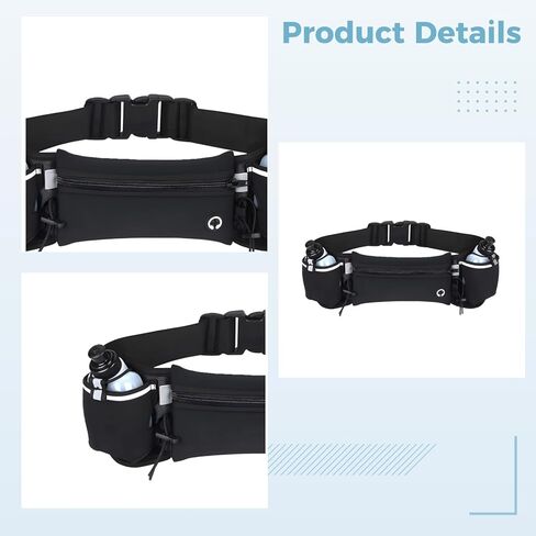 Running Hydration Belt with 2 Water Bottles, Running Belt Running Water Bottle Waist Pack for Hiking, Long-Distance Run, Lightweight Adjustable, Fits Apple Phones, 5.9 oz / 175 mL in Kuwait