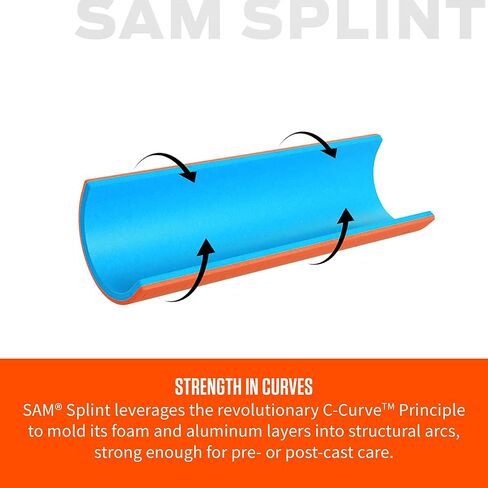 Rescue Essentials SAM Splint Combo Pack, (1) 4.25" x 36" Orange/Blue Flat Fold Moldable Splint for Fracture & Sprain Immobilization Plus (1) 3" x 5 Yard Blue Cohesive Wrap, First Aid - 2 Piece Kit in Kuwait