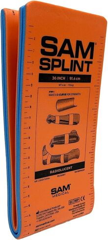 Rescue Essentials SAM Splint Combo Pack, (1) 4.25" x 36" Orange/Blue Flat Fold Moldable Splint for Fracture & Sprain Immobilization Plus (1) 3" x 5 Yard Blue Cohesive Wrap, First Aid - 2 Piece Kit in Kuwait