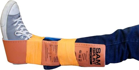 Rescue Essentials SAM Splint Combo Pack, (1) 4.25" x 36" Orange/Blue Flat Fold Moldable Splint for Fracture & Sprain Immobilization Plus (1) 3" x 5 Yard Blue Cohesive Wrap, First Aid - 2 Piece Kit in Kuwait