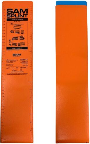 Rescue Essentials SAM Splint Combo Pack, (1) 4.25" x 36" Orange/Blue Flat Fold Moldable Splint for Fracture & Sprain Immobilization Plus (1) 3" x 5 Yard Blue Cohesive Wrap, First Aid - 2 Piece Kit in Kuwait