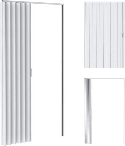 Accordion Door, 48x80in/60x80in PVC Folding Door for Interior, Single Door/Bifold Accordion Closet Door, Includes Latch, Handle, Mounting Hardware (Single(48"×80"×1.57")) in Kuwait