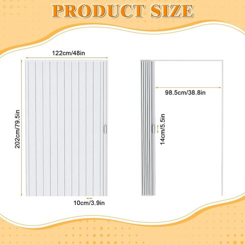 Accordion Door, 48x80in/60x80in PVC Folding Door for Interior, Single Door/Bifold Accordion Closet Door, Includes Latch, Handle, Mounting Hardware (Single(48"×80"×1.57")) in Kuwait