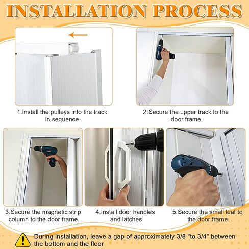 Accordion Door, 48x80in/60x80in PVC Folding Door for Interior, Single Door/Bifold Accordion Closet Door, Includes Latch, Handle, Mounting Hardware (Single(48"×80"×1.57")) in Kuwait