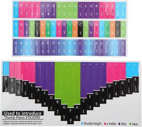 Generic Color Kalimba Sticker, Colorful Kalimba Scale Sticker Note Thumb Piano Thumb Piano Key Musical Note Decoration for Beginner (Universal 21 tone) in Kuwait