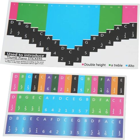Generic Color Kalimba Sticker, Colorful Kalimba Scale Sticker Note Thumb Piano Thumb Piano Key Musical Note Decoration for Beginner (Universal 17 tone) in Kuwait