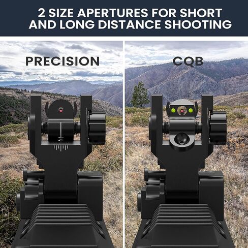 Feyachi S27 Fiber Optic Iron Sights Flip Up Front and Rear Sites with Red and Green Dot Picatinny Backup Sight Set (Black) in Kuwait