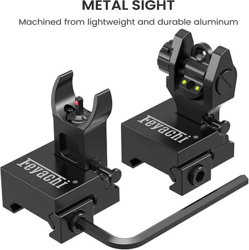 Feyachi S27 Fiber Optic Iron Sights Flip Up Front and Rear Sites with Red and Green Dot Picatinny Backup Sight Set (Black) in Kuwait