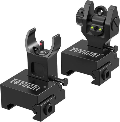 Feyachi S27 Fiber Optic Iron Sights Flip Up Front and Rear Sites with Red and Green Dot Picatinny Backup Sight Set (Black) in Kuwait