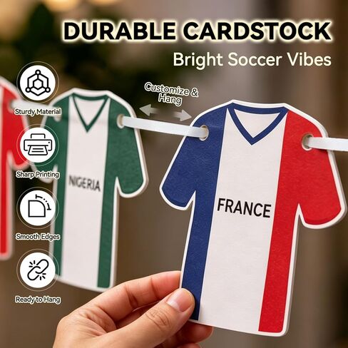 2026 World Cup Soccer Jersey Flag Banner, Flags of the World Bunting Garland, 49 Pcs International Country Flags Garland for World Cup Decorations, Soccer Party Decorations, Soccer Themed Parties in Kuwait