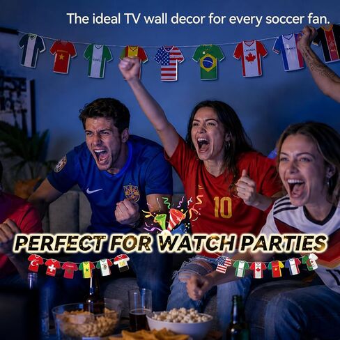 2026 World Cup Soccer Jersey Flag Banner, Flags of the World Bunting Garland, 49 Pcs International Country Flags Garland for World Cup Decorations, Soccer Party Decorations, Soccer Themed Parties in Kuwait
