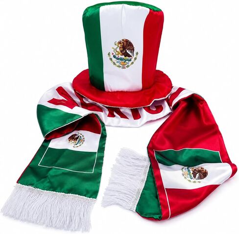 Mexico Soccer Fan Hat and Scarf Set – Fan Accessories for Sports Events, Watch Parties and Celebrations in Kuwait