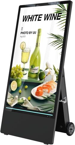 43" Portable Outdoor Digital Signage Display, 1800 Nits High Brightness, FHD Mobile Advertising Display Kiosk, Built-in Battery, Android OS, USB AutoPlay & Copy Mode, WiFi/Ethernet in Kuwait