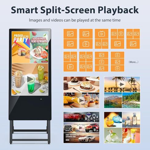 شاشة عرض رقمية مقاس 32 بوصة من MWE، شاشة كشك رقمية LCD محمولة، ملصق عرض إعلاني، كشك Android مع مشغل وسائط تلقائي، HDMI/USB in Kuwait
