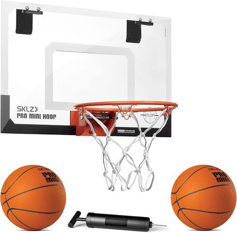 طوق كرة السلة SKLZ Pro صغير داخلي مع كرة، فوق الباب، لوحة خلفية مقاومة للكسر، حافة فولاذية قابلة للفصل، رائعة للمنزل وغرفة النوم والمكتب in Kuwait
