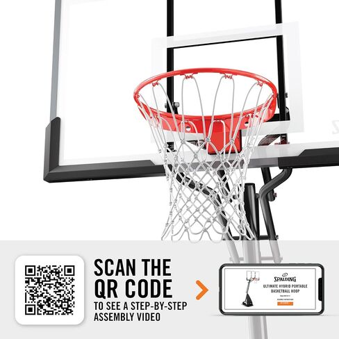 Spalding Ultimate Hybrid Portable Basketball Hoop | Adjustable Height from 7.5' to 10' in Infinite Increments | Arena Slam Breakaway Rim in Kuwait