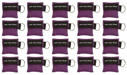 ASA TECHMED 20pc CPR Mask Keychain Emergency Kit CPR Face Shields for First Aid AED Training Child and Adult CPR Breathing Barrier (Purple) in Kuwait