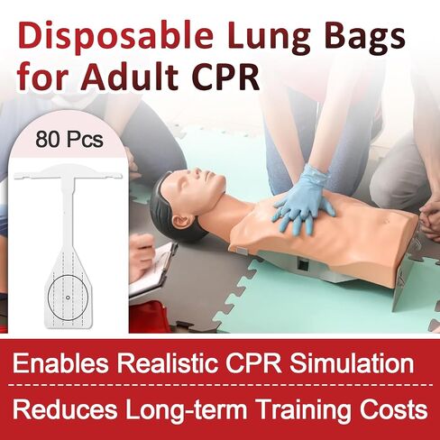 80 Pcs Disposable CPR Face Shield Lung Bags for Prestan Professional Adult Manikin, Replacement for CPR & EFR Training in Kuwait
