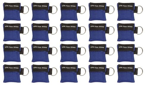 ASA TECHMED 20pc CPR Mask Keychain Emergency Kit CPR Face Shields for First Aid AED Training Child and Adult CPR Breathing Barrier (Blue) in Kuwait