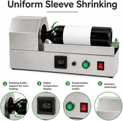 Electric PVC Capsule Heat Shrink Machine, Bottle Neck Sleeve Shrink Sealer, Wine Bottle Cap Packaging Heat Shrinking Equipment for Glass Bottles in Kuwait
