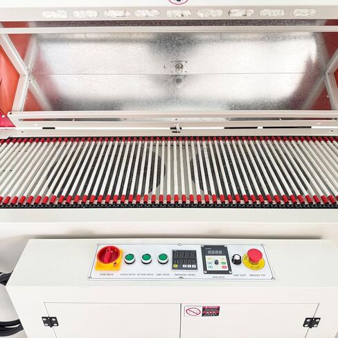 Industrial Heat Shrink Warp Tunnel Machine 220V 3PH 13kW | For PVC/POF Film,1500x450x250mm Tunnel. 0-300°C Adjustable Temp, 0-15m/min Conveyor, 15kg Capacity, SUS304 Heating Tubes in Kuwait
