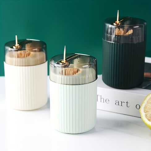1PCS Toothpick Dispenser Push Release Plastic Acrylic Holder With Ribbed Compact Design For Home Kitchen Dining Table Office, DeepGreen in Kuwait