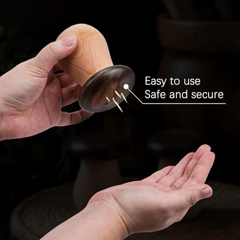 JINGIHE Cute Mushroom Toothpick Holder with 150 Toothpicks, Wooden Tooth Picks Dispenser Container for Home Kitchen Restaurant Decorative, Unique Gift for Christmas Thanksgiving Birthday in Kuwait