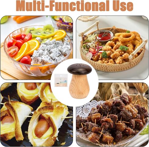 JINGIHE Cute Mushroom Toothpick Holder with 150 Toothpicks, Wooden Tooth Picks Dispenser Container for Home Kitchen Restaurant Decorative, Unique Gift for Christmas Thanksgiving Birthday in Kuwait