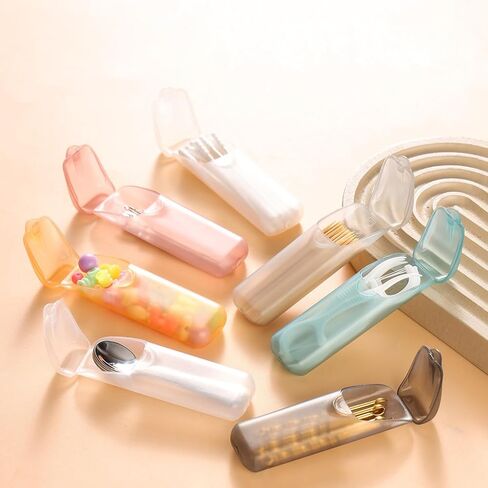 Small Storage Box Set of 4, Portable Toothpick Holder Cotton Swab Container, Food Grade Plastic Travel Organizer with Snug Lid for Desk Car Purse Office in Kuwait