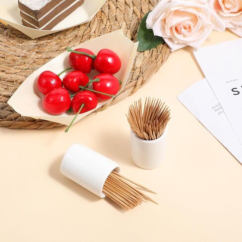 2 PCS Toothpick Holder Dispenser, Ceramic Toothpicks Holder, Porcelain Toothpick Holders, Toothpicks Dispensers for Home Kitchen Restaurant, White, 1.65" D x 2.16" H in Kuwait