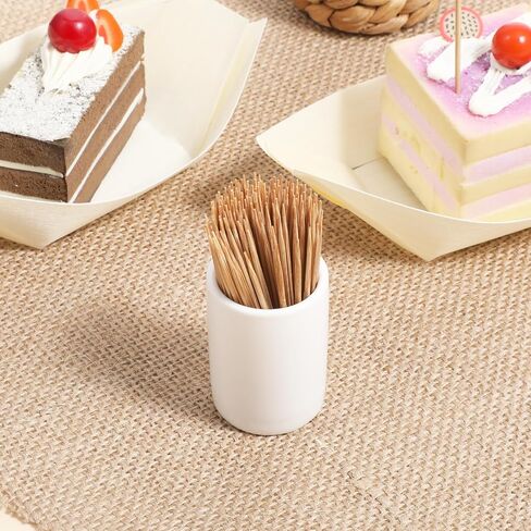 2 PCS Toothpick Holder Dispenser, Ceramic Toothpicks Holder, Porcelain Toothpick Holders, Toothpicks Dispensers for Home Kitchen Restaurant, White, 1.65" D x 2.16" H in Kuwait